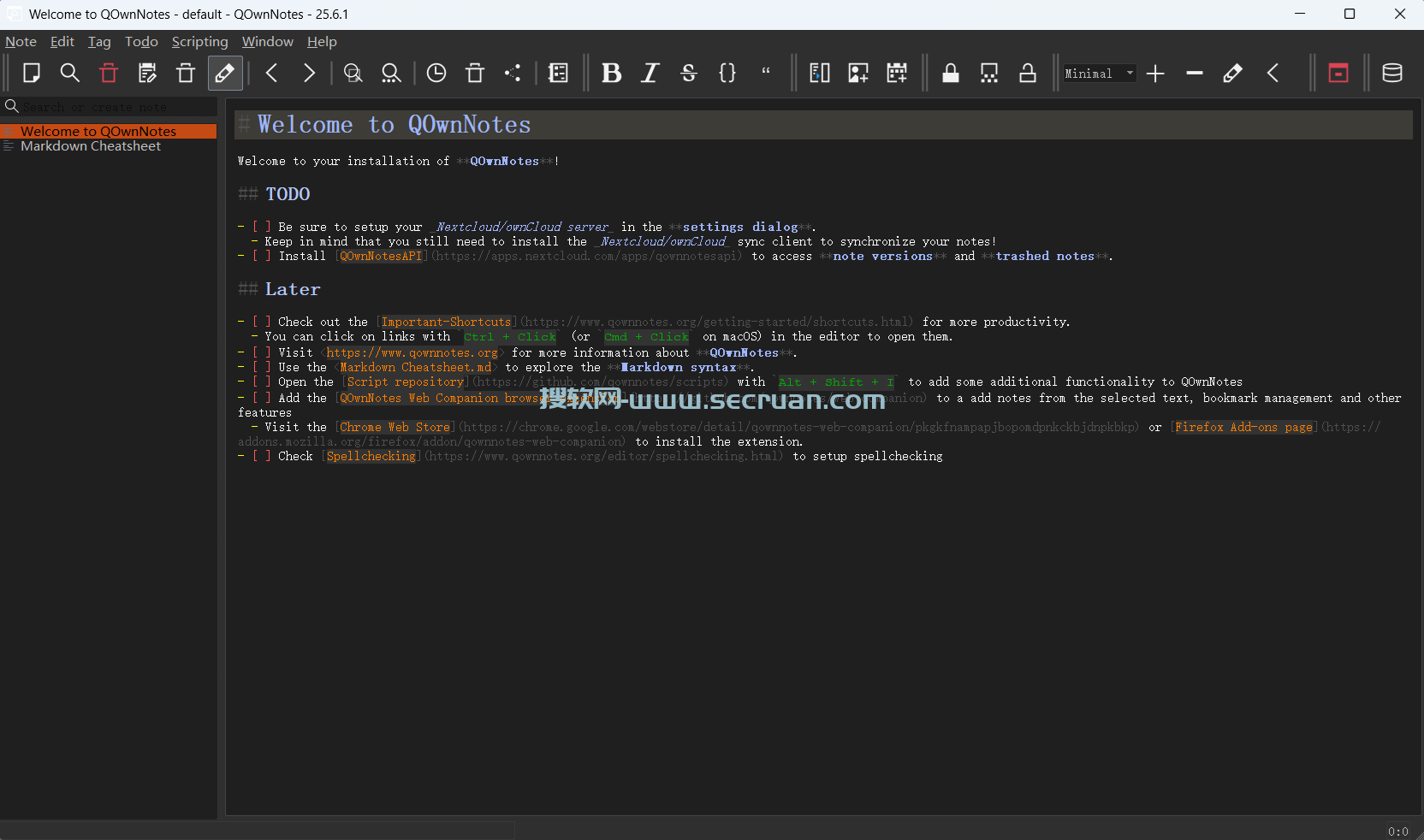 QOwnNotes v25.6.1 绿色免费版-跨平台笔记任务管理软件 QOwnNotes绿色版 QOwnNotes免费版 25 第1张